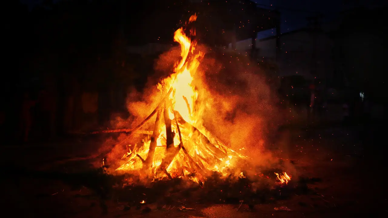 Holika Dahan (Effigy Burning) in Mathura